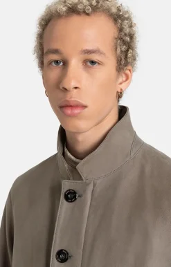 Leather Jackets<WERNER CHRIST Fazius: Jacket In Napped Goat Suede Stone