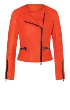 Leather Jackets<WERNER CHRIST Feli: Biker With Black Zips Spicy Red