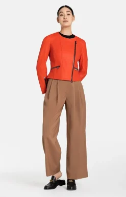 Leather Jackets<WERNER CHRIST Feli: Biker With Black Zips Spicy Red