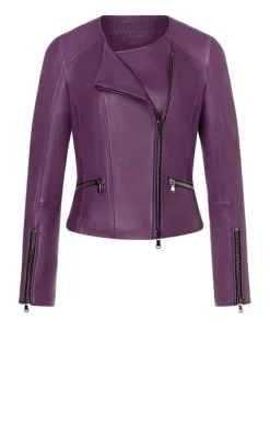 Leather Jackets<WERNER CHRIST Feli: Biker With Black Zips Aubergine