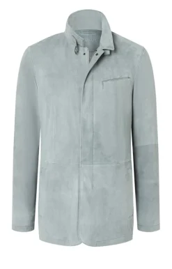 Leather Jackets<WERNER CHRIST Ferdinand: Leather Blazer With Linen Lining Salvia