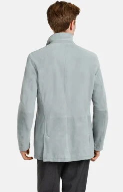 Leather Jackets<WERNER CHRIST Ferdinand: Leather Blazer With Linen Lining Salvia