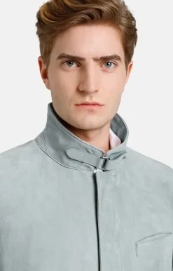 Leather Jackets<WERNER CHRIST Ferdinand: Leather Blazer With Linen Lining Salvia