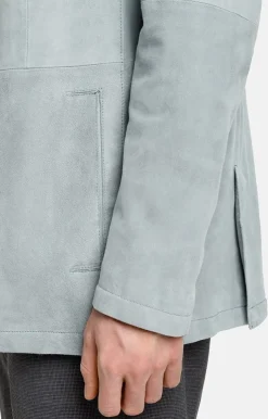 Leather Jackets<WERNER CHRIST Ferdinand: Leather Blazer With Linen Lining Salvia