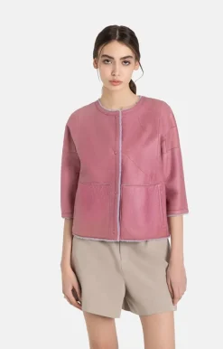 Leather Jackets<WERNER CHRIST Gitta: Reversible Jacket With Reduced-Length Pastell Lilac