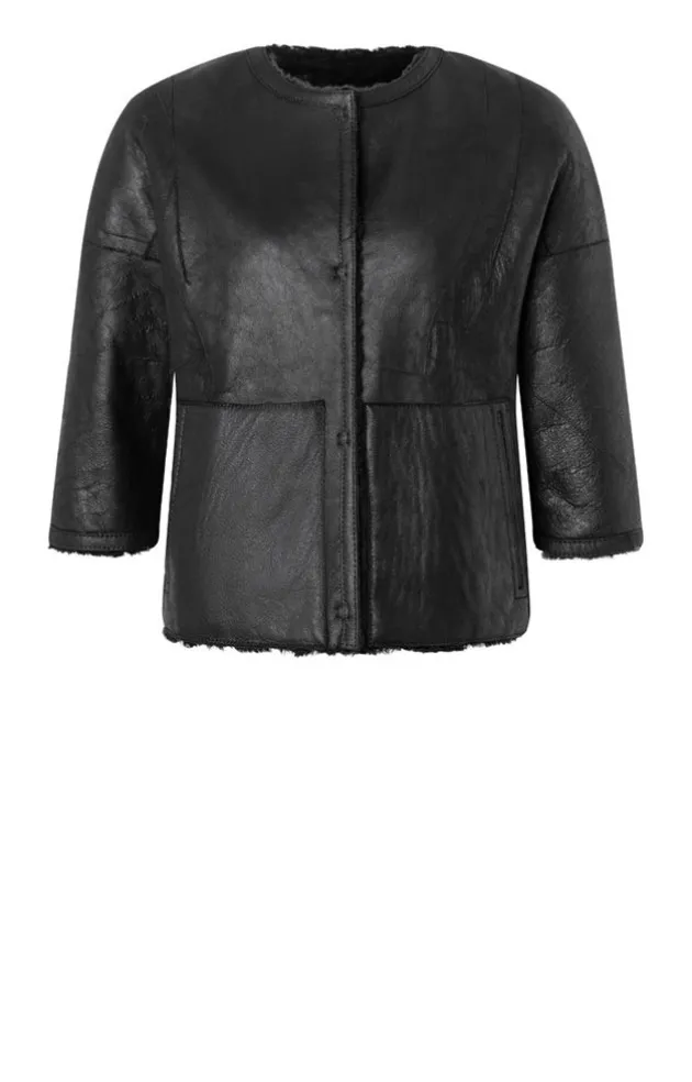Lambskin Jackets<WERNER CHRIST Gitta: Reversible Jacket With Reduced-Length Black