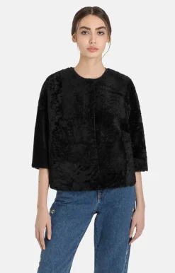 Lambskin Jackets<WERNER CHRIST Gitta: Reversible Jacket With Reduced-Length Black