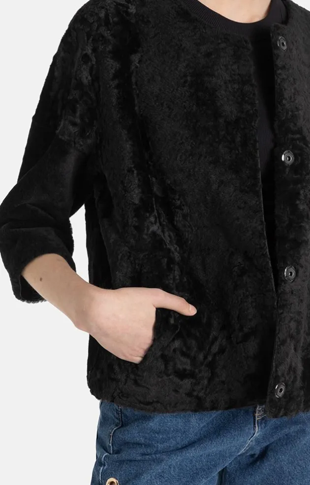 Lambskin Jackets<WERNER CHRIST Gitta: Reversible Jacket With Reduced-Length Black