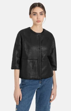 Lambskin Jackets<WERNER CHRIST Gitta: Reversible Jacket With Reduced-Length Black