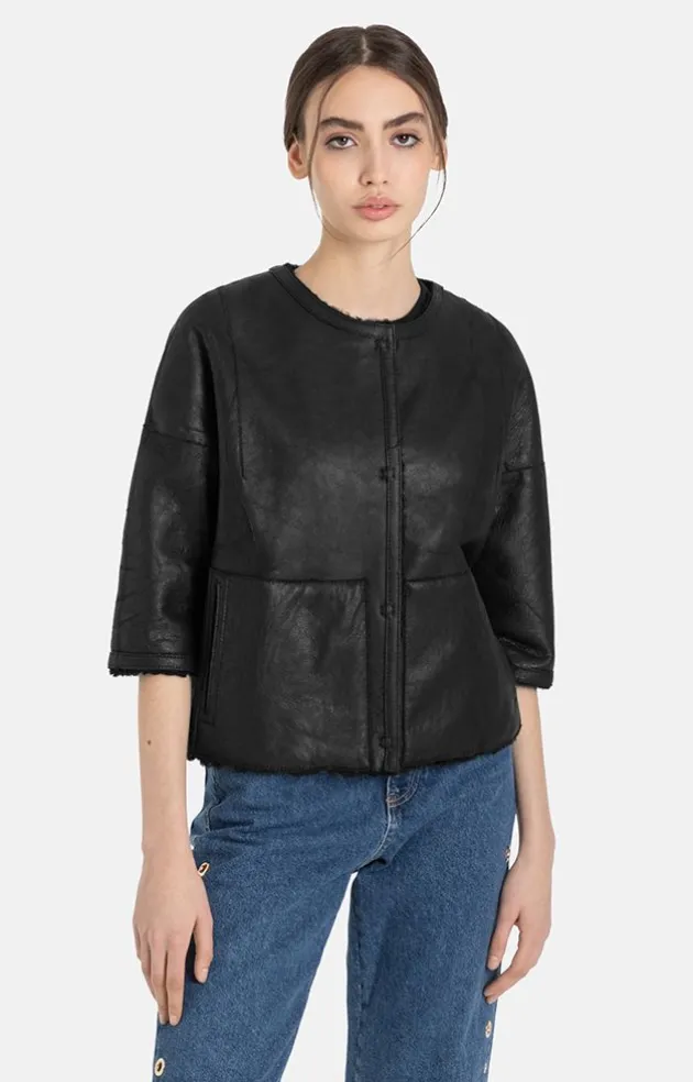 Leather Jackets<WERNER CHRIST Gitta: Reversible Jacket With Reduced-Length Black