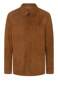 Leather Jackets<WERNER CHRIST Hakim: Light Leather Overshirt Mocca