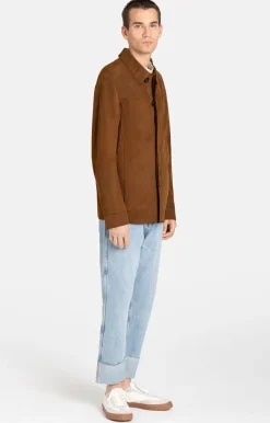 Leather Jackets<WERNER CHRIST Hakim: Light Leather Overshirt Mocca