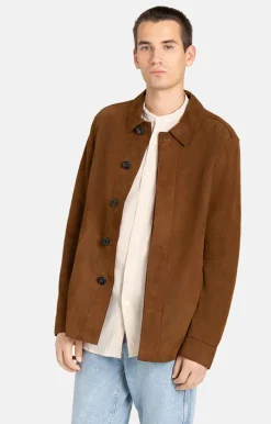 Leather Jackets<WERNER CHRIST Hakim: Light Leather Overshirt Mocca