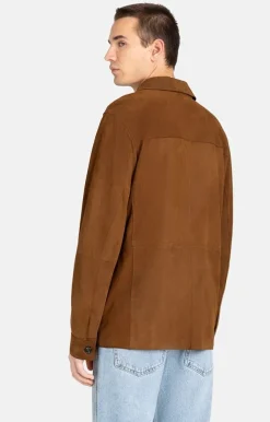 Leather Jackets<WERNER CHRIST Hakim: Light Leather Overshirt Mocca