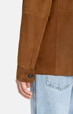 Leather Jackets<WERNER CHRIST Hakim: Light Leather Overshirt Mocca