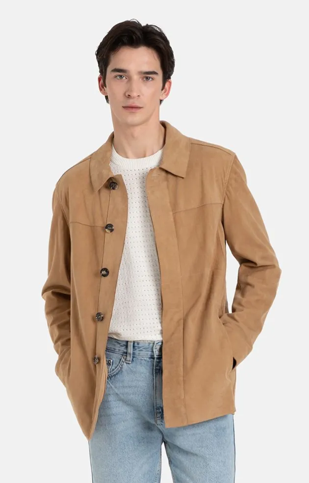 Leather Jackets<WERNER CHRIST Hakim: Light Leather Overshirt Natur