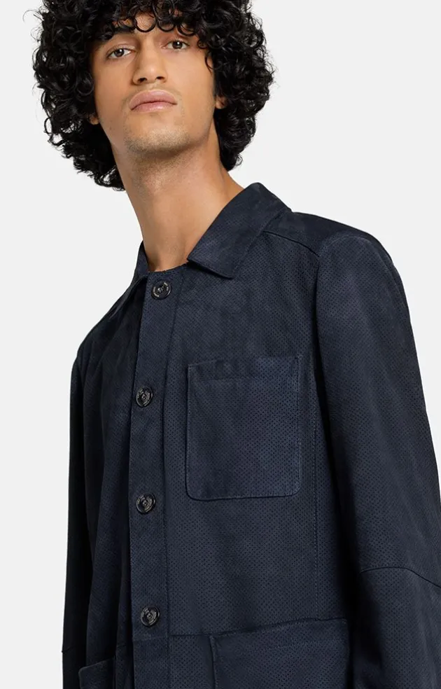 Leather Jackets<WERNER CHRIST Hans: Ultralight Shirt Jacket Navy