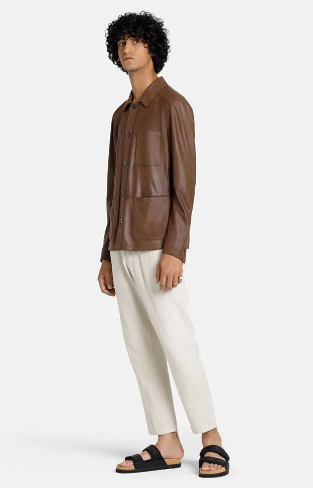Leather Jackets<WERNER CHRIST Hans: Ultralight Shirt Jacket Mocca