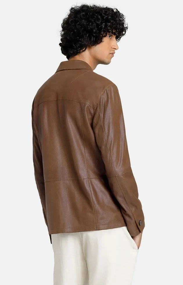 Leather Jackets<WERNER CHRIST Hans: Ultralight Shirt Jacket Mocca