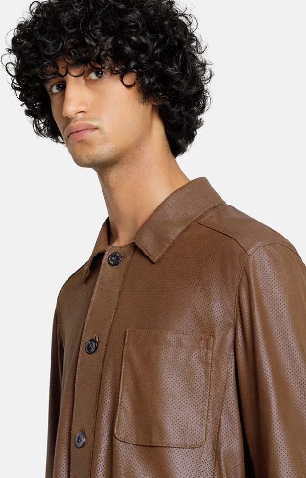 Leather Jackets<WERNER CHRIST Hans: Ultralight Shirt Jacket Mocca