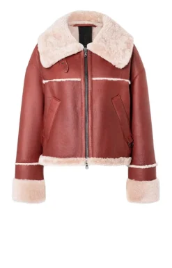 Lambskin Jackets<WERNER CHRIST Heidi: Short, Napped Jacket With Wool Effects Rusty Red