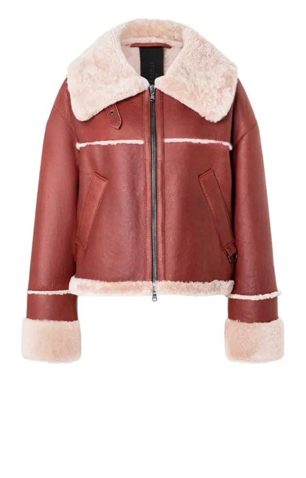 Lambskin Jackets<WERNER CHRIST Heidi: Short, Napped Jacket With Wool Effects Rusty Red