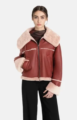 Lambskin Jackets<WERNER CHRIST Heidi: Short, Napped Jacket With Wool Effects Rusty Red