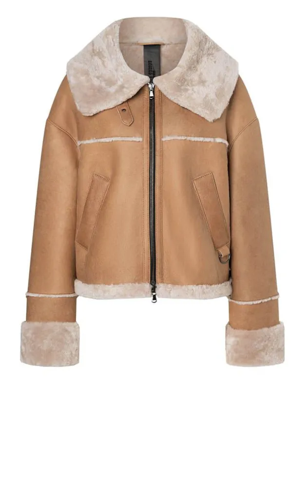 Lambskin Jackets<WERNER CHRIST Heidi: Short, Napped Jacket With Wool Effects Teddy