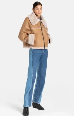 Lambskin Jackets<WERNER CHRIST Heidi: Short, Napped Jacket With Wool Effects Teddy