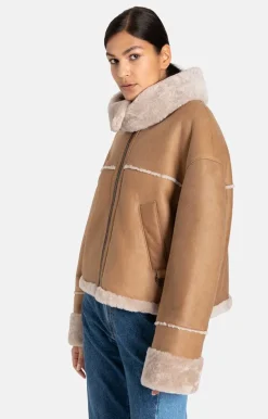 Lambskin Jackets<WERNER CHRIST Heidi: Short, Napped Jacket With Wool Effects Teddy