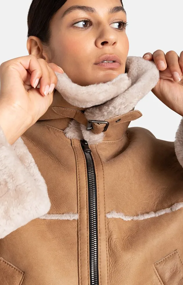 Lambskin Jackets<WERNER CHRIST Heidi: Short, Napped Jacket With Wool Effects Teddy