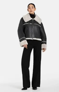 Lambskin Jackets<WERNER CHRIST Heidi: Short, Napped Jacket With Wool Effects Black