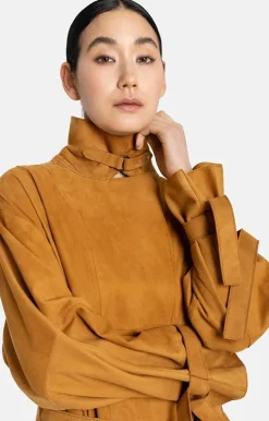 Leather Jackets<WERNER CHRIST Ilona: Oversized Coat Reinterpreted Cognac