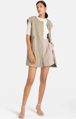 Leather Jackets<WERNER CHRIST Iris: Quilted Waistcoat With Waistband Stone