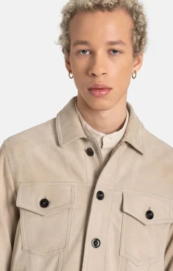 Leather Jackets<WERNER CHRIST Joshi: Shorter Denim-Style Jacket Pearl Grey