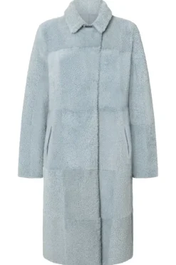 Lambskin Jackets<WERNER CHRIST Lale: Figure-Hugging, Light Lapel Coat Sky Blue