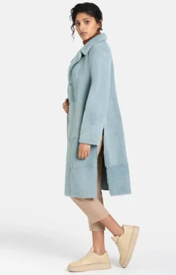 Lambskin Jackets<WERNER CHRIST Lale: Figure-Hugging, Light Lapel Coat Sky Blue