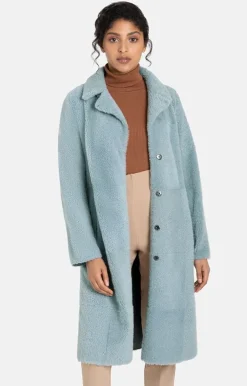 Lambskin Jackets<WERNER CHRIST Lale: Figure-Hugging, Light Lapel Coat Sky Blue