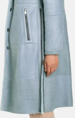 Lambskin Jackets<WERNER CHRIST Lale: Figure-Hugging, Light Lapel Coat Sky Blue