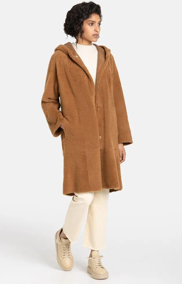 Lambskin Jackets<WERNER CHRIST Leona: Classic Coat With Hood Caramel