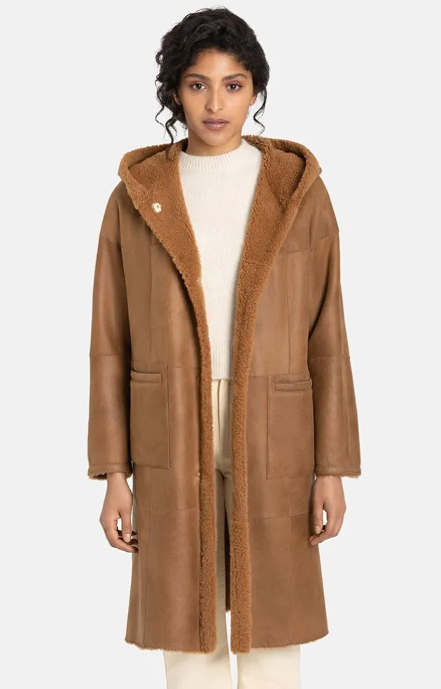 Lambskin Jackets<WERNER CHRIST Leona: Classic Coat With Hood Caramel