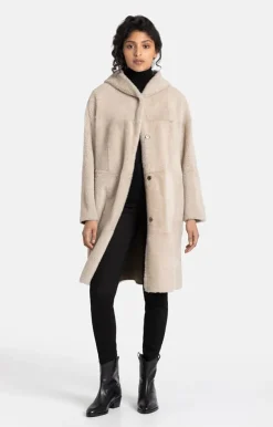 Lambskin Jackets<WERNER CHRIST Leona: Classic Coat With Hood Stone