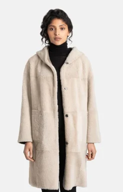 Lambskin Jackets<WERNER CHRIST Leona: Classic Coat With Hood Stone