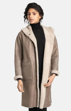 Lambskin Jackets<WERNER CHRIST Leona: Classic Coat With Hood Stone