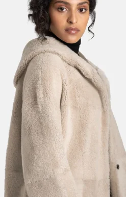 Lambskin Jackets<WERNER CHRIST Leona: Classic Coat With Hood Stone