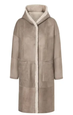 Lambskin Jackets<WERNER CHRIST Leona: Classic Coat With Hood Stone