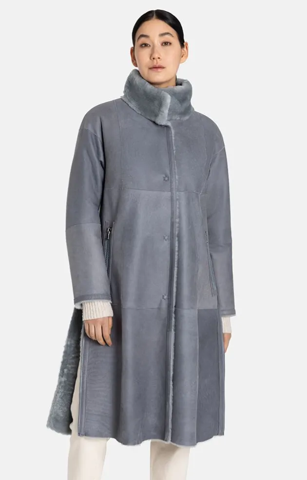 Lambskin Jackets<WERNER CHRIST Madita Cw:Reversible Slighly Oversized Coat Sky Blue