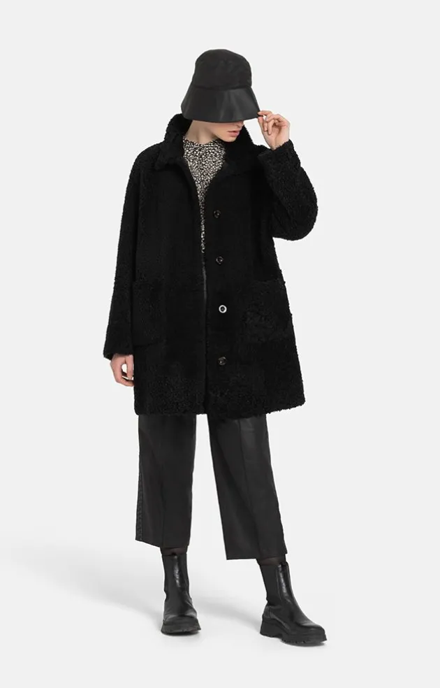 Lambskin Jackets<WERNER CHRIST Magdalena: Classic, Reversible Short Coa Black