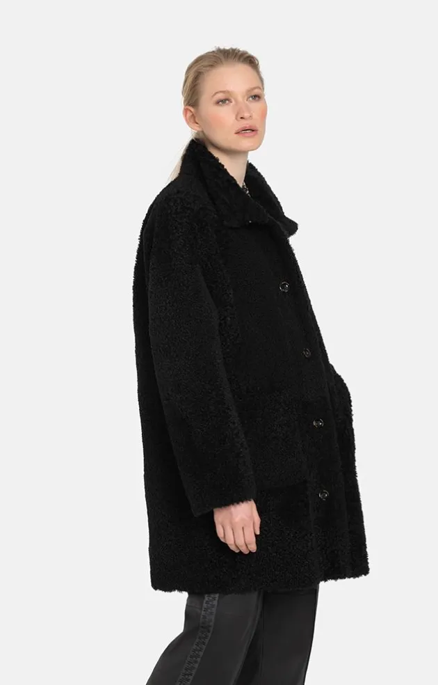 Lambskin Jackets<WERNER CHRIST Magdalena: Classic, Reversible Short Coa Black