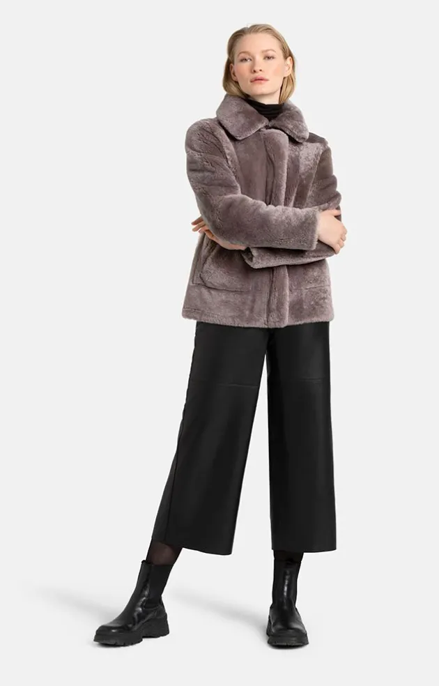 Lambskin Jackets<WERNER CHRIST Maike: Shorter, Reversible Lambskin Jacket Lilac